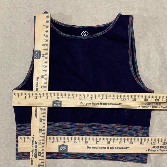 Maxxim Dark Blue Tank Top with Multi-Color Trim | Activewear - Picture 2 of 8